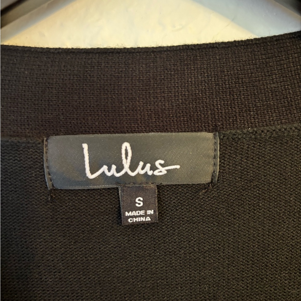 Lulus Black Knit Wrap Top – Size Small - Picture 6 of 8